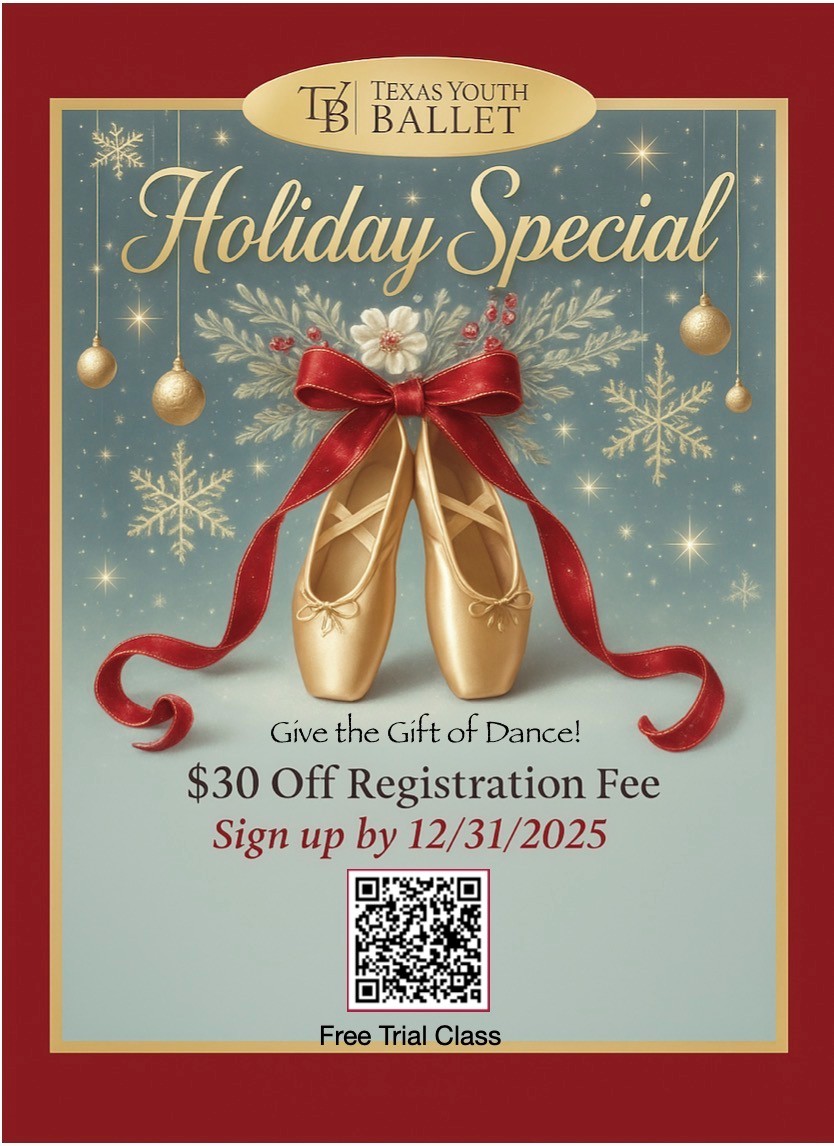 $30 Off Registration Fee - Texas Youth Ballet Black Friday Event